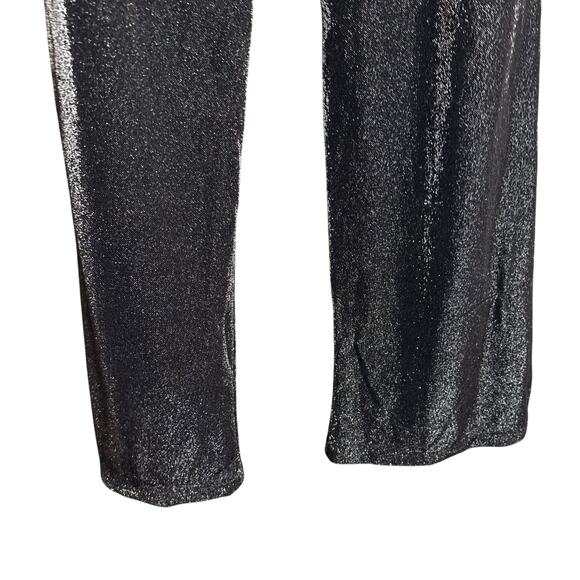 ROTATE Birger Christensen Isha Metallic Black Cut Out Halter V-Neck Jumpsuit 8 - Picture 12 of 15